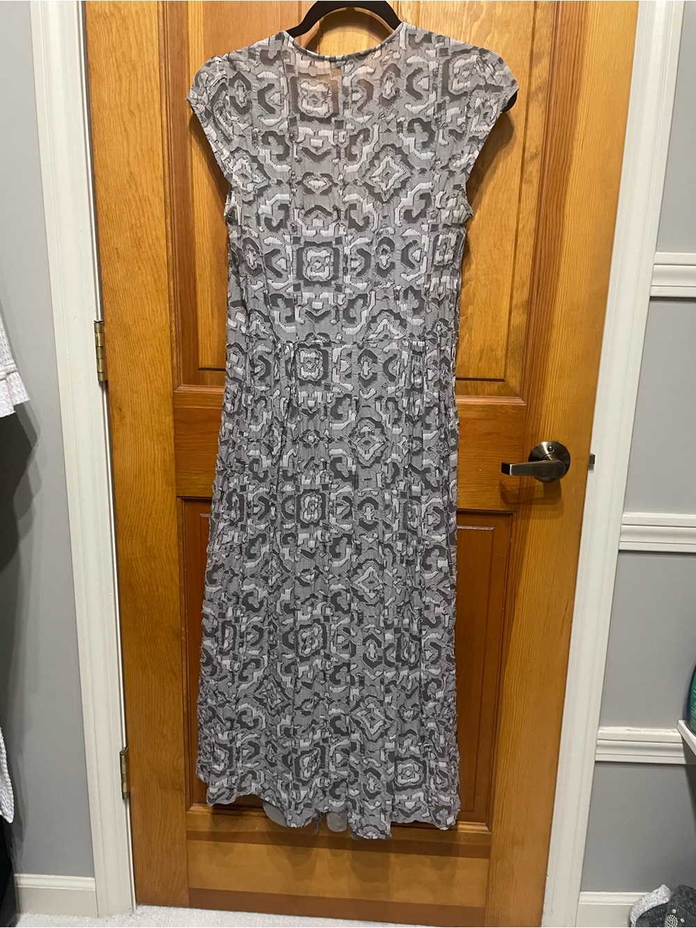 Vintage Jigsaw Gray 2-Piece Dress Textured Duster Front Tie 100% Silk Slip 10 - Picture 2 of 10